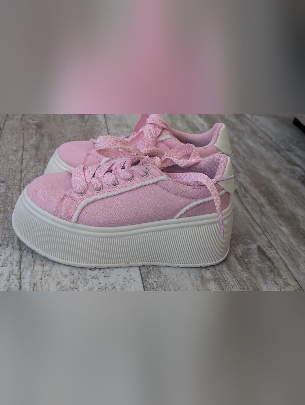 Lucky Step Pink Platform Lace-Up Sneakers for Women Like New - Picture 6 of 12